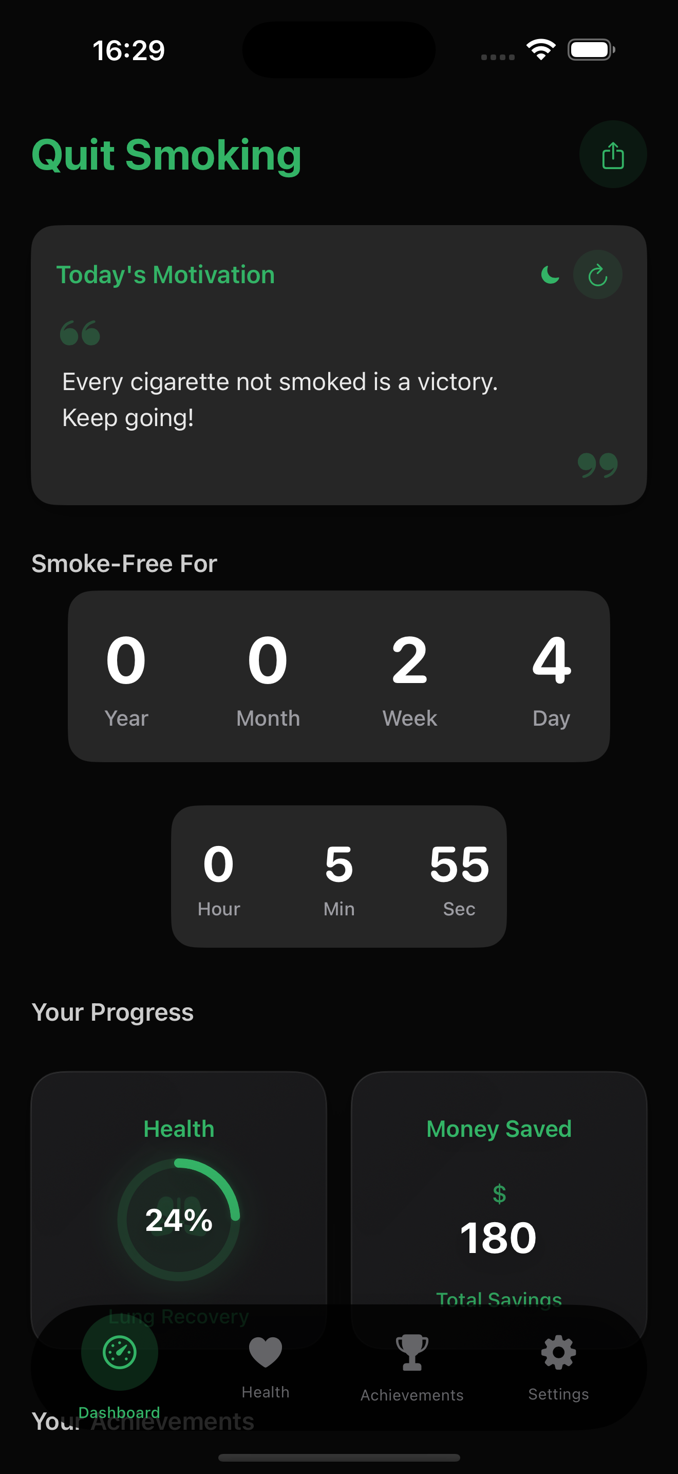 SmokeFree App Dashboard